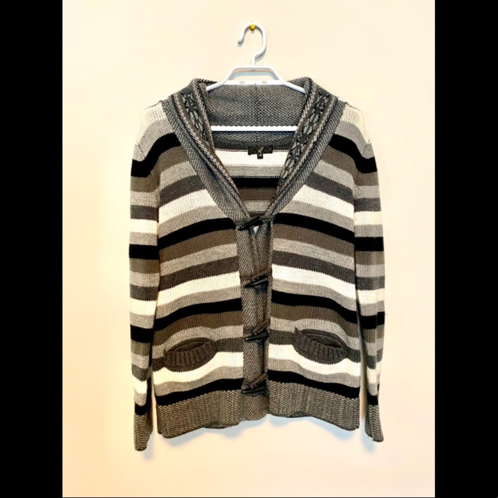 G21 long sleeved cardigan, size L, colour Black Grey and White